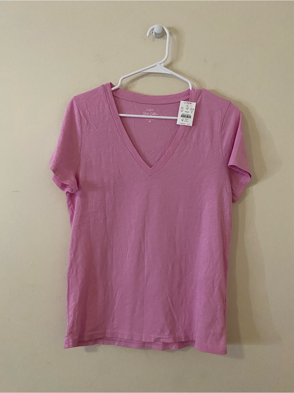 J. Crew Slub Cotton Soft Pink V-Neck Short Sleeve Tee